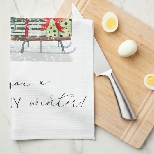 Linge De Cuisine Père Noël mignon, Serpent, Présents (Quart Plié)