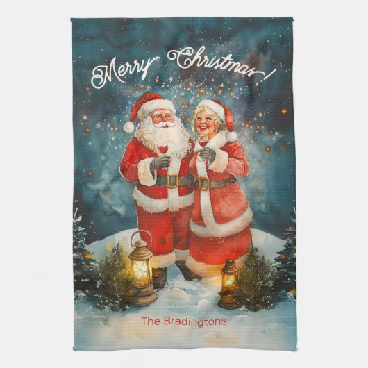 Linge De Cuisine Père Noël Mme Claus Joyeux Noël (Vertical)