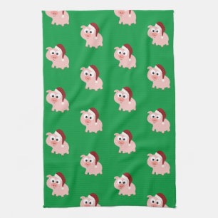Linge De Cuisine Père Noël Pig Motif