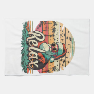 Linge De Cuisine Père Noël Rétro avec un titre Relax