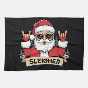 Linge De Cuisine Père Noël Rockeur de Noël Traîneau de Noël