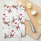 Linge De Cuisine Père Noël Rudolph Le Motif des rennes à nez rouge (Quart Plié)