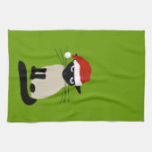 Linge De Cuisine Père Noël siamérindienne| Cat de Noël drôle (Horizontal)