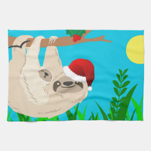 Linge De Cuisine père Noël sloth