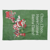 Linge De Cuisine Père Noël sur Candy Christmas Train Green (Horizontal)