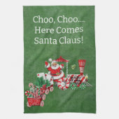 Linge De Cuisine Père Noël sur Candy Christmas Train Green (Vertical)