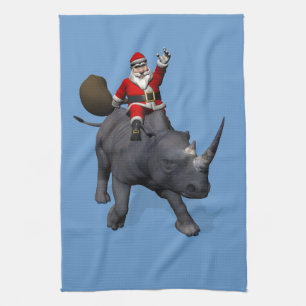 Linge De Cuisine Père Noël Sur Rhino Rhinoceros