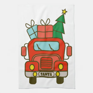 Linge De Cuisine Père Noël vue de devant Joyeux Noël