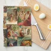 Linge De Cuisine Père victorien Noël avec enfants Collage (Quart Plié)