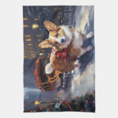 Linge De Cuisine Période de fêtes de Noël Corgi (Vertical)