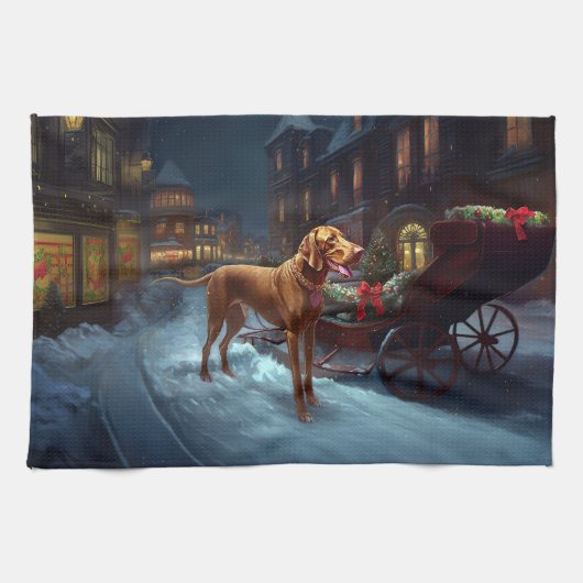 Linge De Cuisine Période de fêtes de Noël du Vizsla (Horizontal)