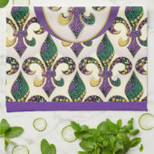Linge De Cuisine Perle Fleur de lis de mardi gras (Plié)