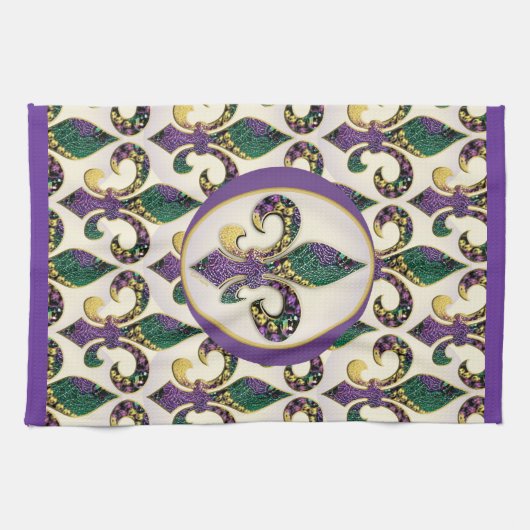 Linge De Cuisine Perle Fleur de lis de mardi gras (Horizontal)