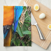 Linge De Cuisine Perroquet bleu et jaune (Quart Plié)