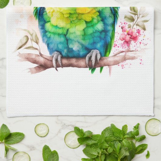 Linge De Cuisine Perroquet vert - Bébé mignon oiseau (Plié)