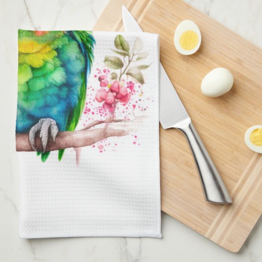 Linge De Cuisine Perroquet vert - Bébé mignon oiseau (Quart Plié)