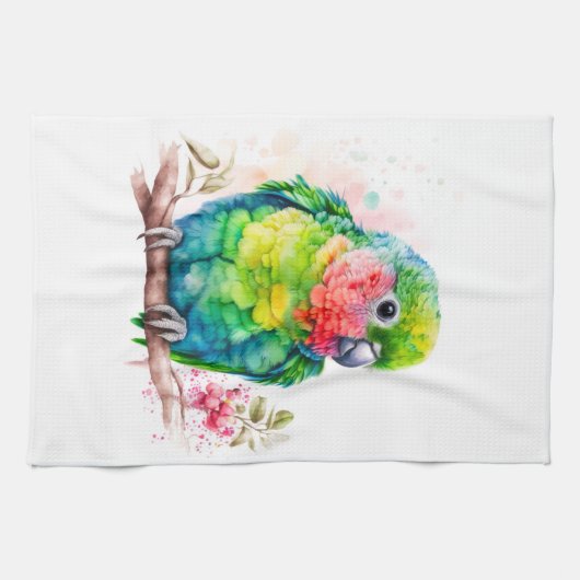 Linge De Cuisine Perroquet vert - Bébé mignon oiseau (Horizontal)