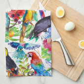 Linge De Cuisine Perroquets colorés d'aquarelle (Quart Plié)