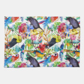 Linge De Cuisine Perroquets colorés d'aquarelle (Horizontal)