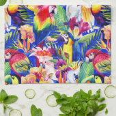 Linge De Cuisine Perroquets d'aquarelle (Plié)