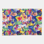 Linge De Cuisine Perroquets d'aquarelle (Horizontal)