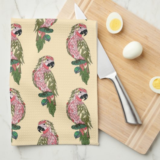 Linge De Cuisine Perroquets de style de Zentangle (Quart Plié)