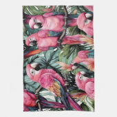 Linge De Cuisine Perroquets roses Oiseaux Art (Vertical)