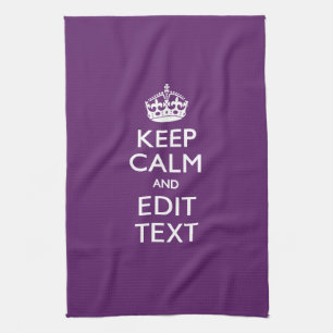 Linge De Cuisine Personalisé KEEP CALM Votre texte sur Décor violet