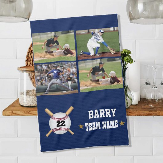 Linge De Cuisine Personalized Baseball 4 Photo Collage Name Team