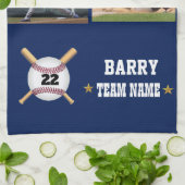 Linge De Cuisine Personalized Baseball 4 Photo Collage Name Team (Plié)