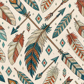 Linge De Cuisine Personalized Boho Towel Ethnic Feathers & Arrows