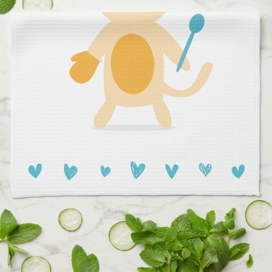 Linge De Cuisine Personalized Chef Cat Kitchen Towel (Plié)