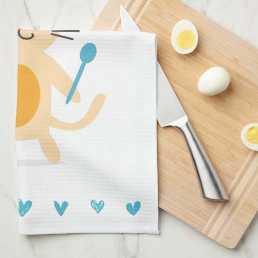 Linge De Cuisine Personalized Chef Cat Kitchen Towel (Quart Plié)
