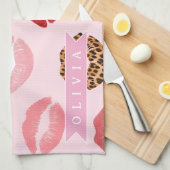 Linge De Cuisine Personalized Chic Pink Leopart Print Lip Pattern (Quart Plié)