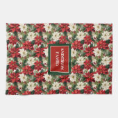 Linge De Cuisine Personalized Christmas Towel Classic Floral Look (Horizontal)