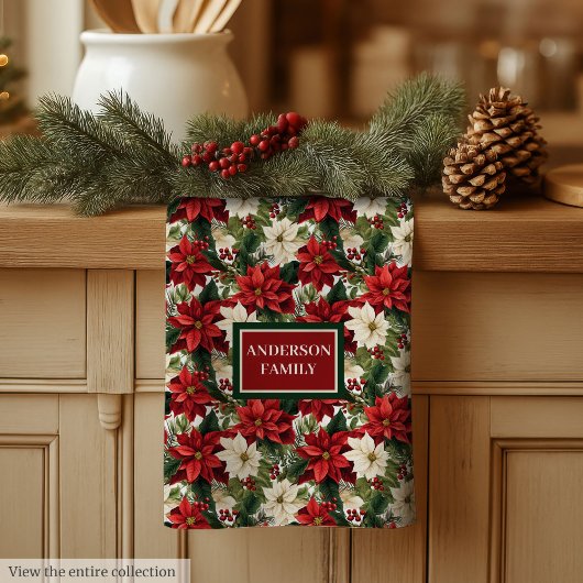 Linge De Cuisine Personalized Christmas Towel Classic Floral Look