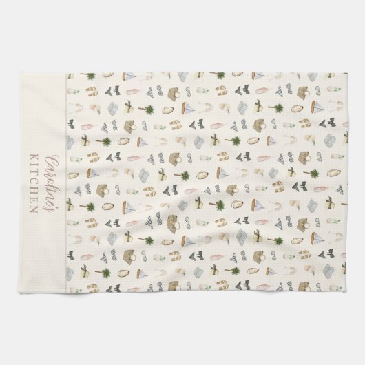 Linge De Cuisine Personalized Coastal Summer Getaway Pattern (Horizontal)