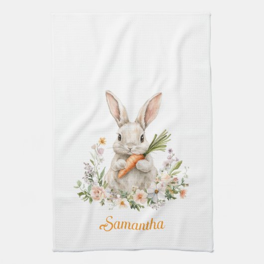 Linge De Cuisine Personalized Easter Bunny Kitchen Towel  (Vertical)