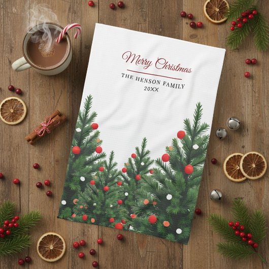 Linge De Cuisine Personalized Family Name Christmas Tree