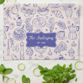 Linge De Cuisine Personalized Family Name Cute Hand Drawn Food (Plié)