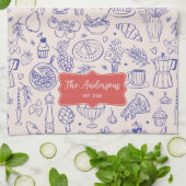 Linge De Cuisine Personalized Family Name Cute Hand Drawn Food (Plié)