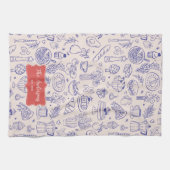 Linge De Cuisine Personalized Family Name Cute Hand Drawn Food (Horizontal)