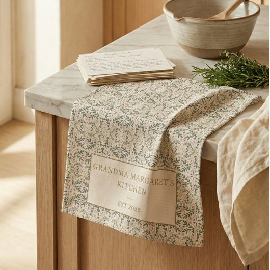 Linge De Cuisine Personalized Grandma Kitchen Gift Botanical Green