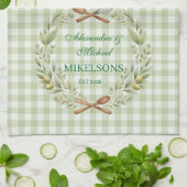 Linge De Cuisine Personalized Green Gingham Newlywed Wedding (Plié)