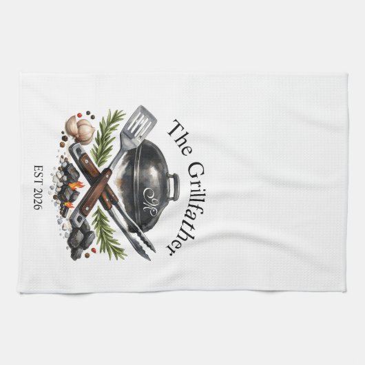 Linge De Cuisine Personalized Grillfather Monogram (Horizontal)