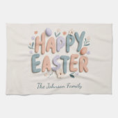 Linge De Cuisine Personalized Happy Easter Family Kitchen Towel (Horizontal)