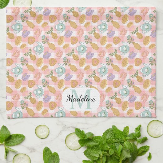 Linge De Cuisine Personalized High Tea Florals Monogram Pastel (Plié)