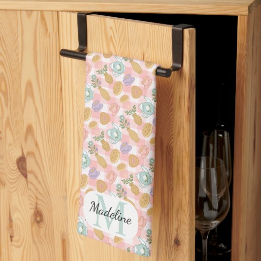 Linge De Cuisine Personalized High Tea Florals Monogram Pastel (Pliage en tiers)