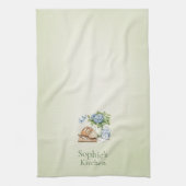 Linge De Cuisine Personalized Hydrangea Kitchen Towel, Custom Name  (Vertical)