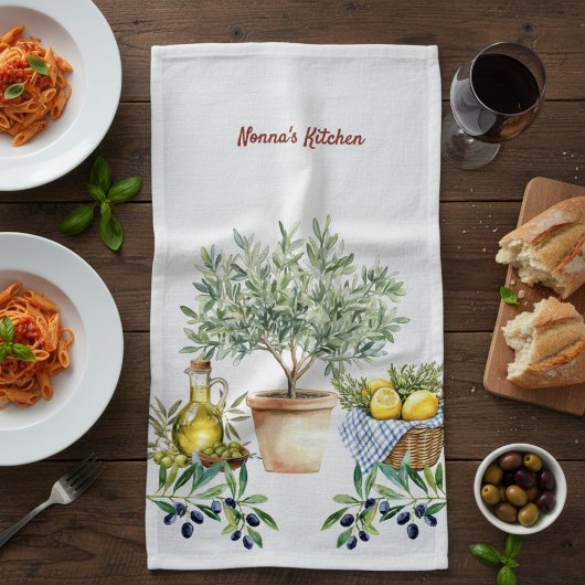 Linge De Cuisine Personalized Italian Watercolor Cooking 